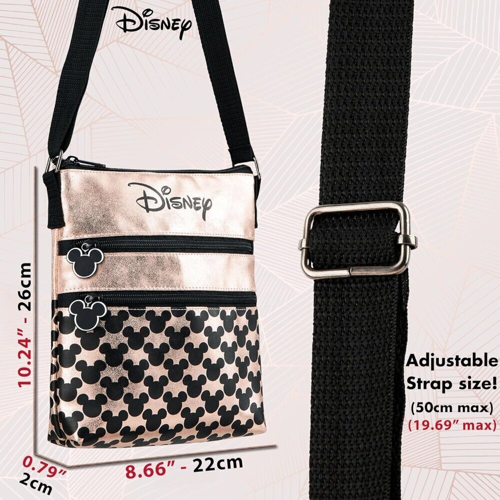 Women's Rose Gold Shoulder Bag Minnie And Mickey Minimal Mouse Cross Body Bag - Picture 5 of 5